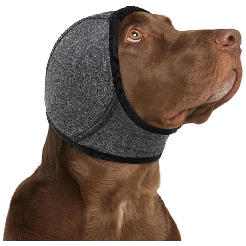 Cache-Oreilles Apaisants pour Chiens, Réduction du Bruit et Des Vibrations, Protection Contre les Plaies aux Oreilles, Bonnet Chaud Ajustable, Gris, M