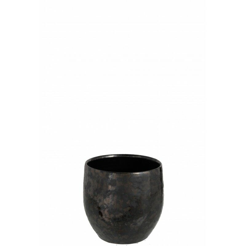 Cache-pot antique en céramique noir 17.5x17.5x18 cm - Noir