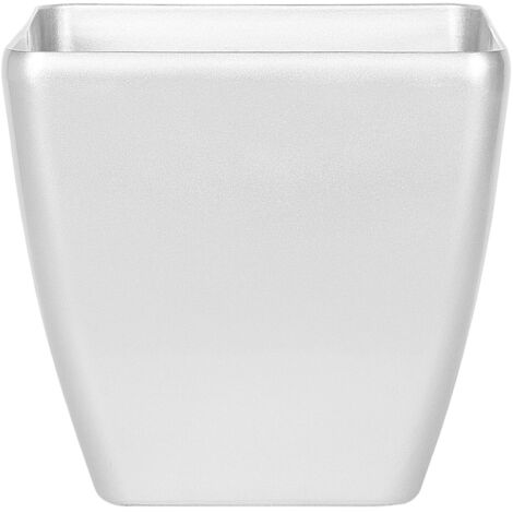 Cache-Pot Argenté Cube, 50 x 50 cm, en Fibre d'Argile et de Verre au Design Moderne avec une Touche Glamour pour Intérieur ou Extérieur Beliani