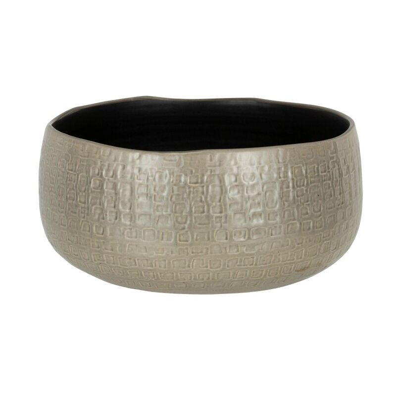 Jolipa - Cache-pot bas à motifs en céramique gris clair 32x32x15cm