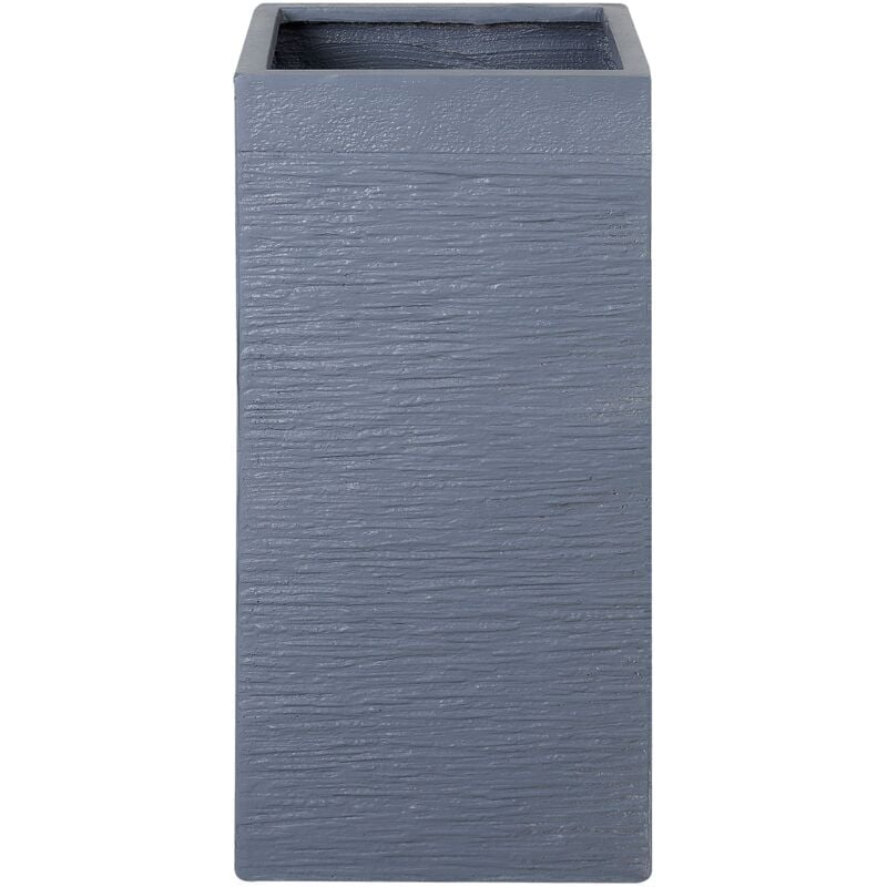 Pot à Plantes et Fleurs Gris en Fibres Résistantes aux Rayons uv 33 x 33 x 70 cm avec Trou de Drainage pour Jardin Terrasse au Design Moderne Beliani