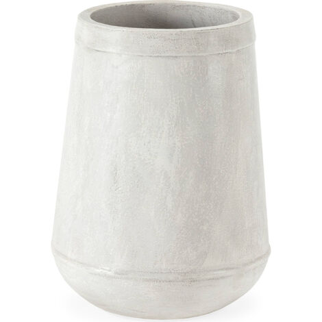 Cache pot blanc terrazzo en fibres ciment style contemporain - Blanc terrazzo minéral