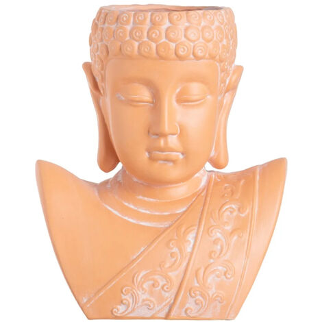 Cache pot Bouddha en céramique couleur terracotta