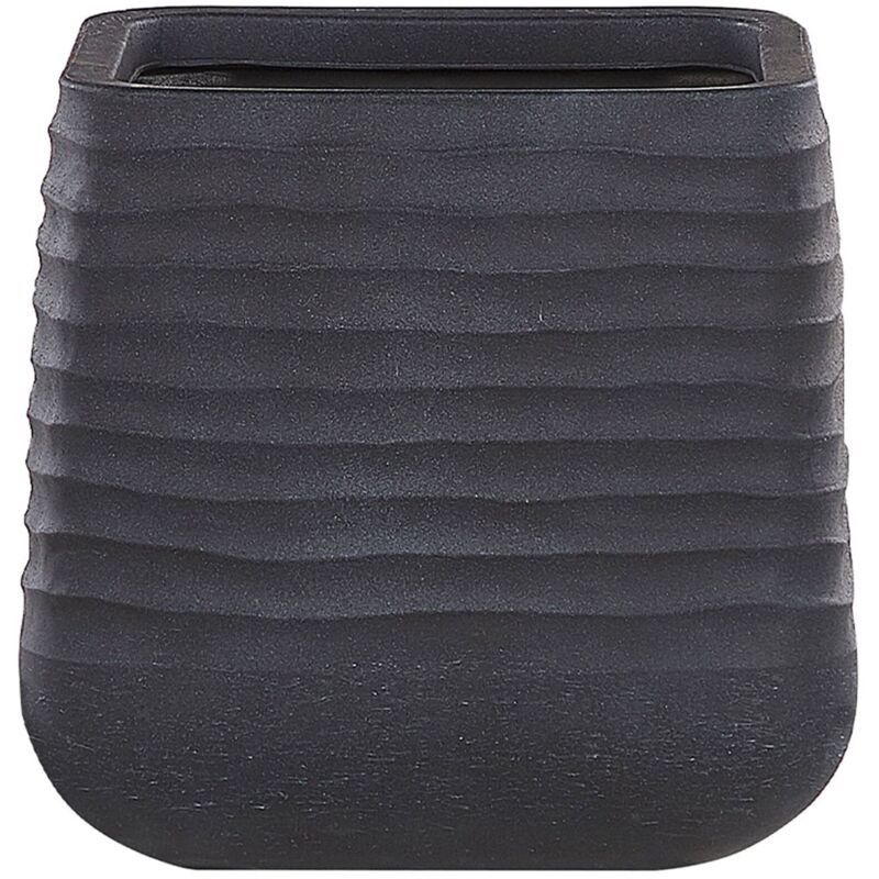 Pot de Fleurs Cache-pot Carré 38x38 cm Noir Matières Résistantes Idéal pour Intérieur et Extérieur au Style Moderne et Scandinave Beliani