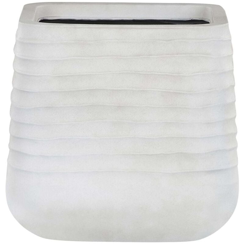 Pot de Fleurs Cache-pot Carré 38x38 cm Blanc Matières Résistantes Idéal pour Intérieur et Extérieur au Style Moderne et Scandinave Beliani
