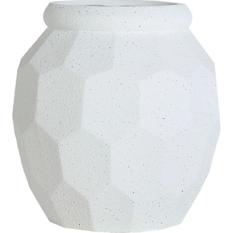 Cache pot contemporain en polyresine blanc cassé pour intérieur élégant - Blanc cassé contemporain