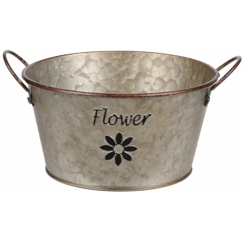 Cache Pot de fleurs en métal aspect zinc 9 cm