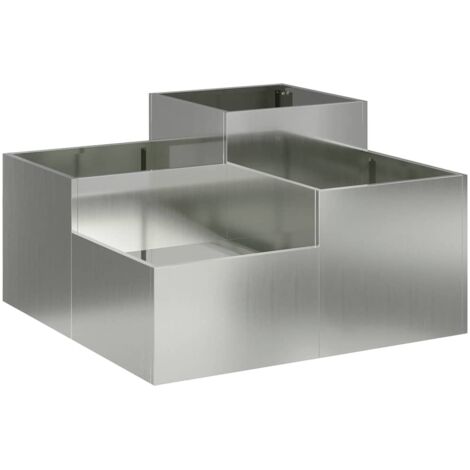 Cache-pot de jardin，Jardinière，Bac à fleurs Argent 100 x 100 x 48 cm Acier galvanisé CFW88402