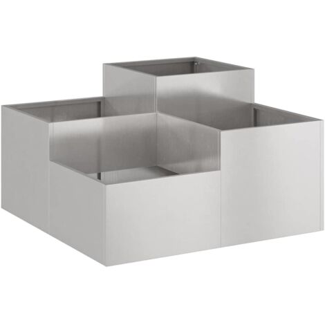 Cache-pot de jardin,Jardinière,Bac à fleurs Argent 80 x 80 x 48 cm Acier inoxydable CFW21084