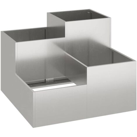 Cache-pot de jardin,Jardinière,Bac à fleurs Argent 80 x 80 x 60 cm Acier inoxydable CFW37387