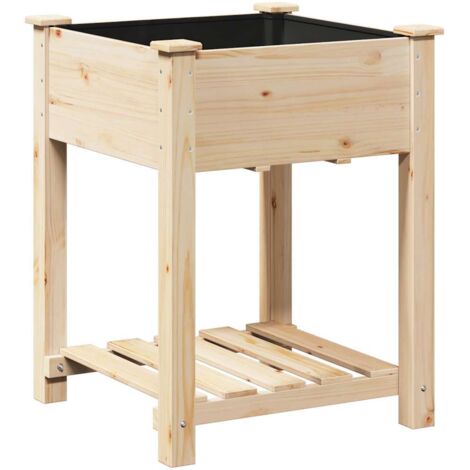 Cache-pot de jardin,Jardinière,Bac à fleurs avec étagère Beige 60.5 x 60 x 76.5 cm CFW44505