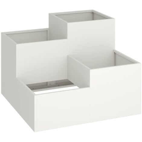 Cache-pot de jardin，Jardinière，Bac à fleurs Blanc 100 x 100 x 60 cm Acier CFW32840