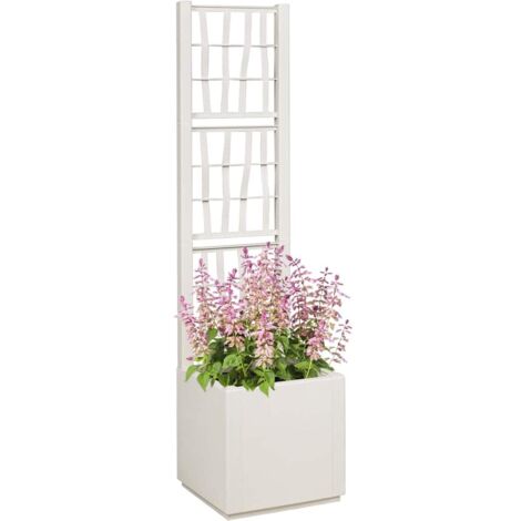 Cache-pot de jardin，Jardinière，Bac à fleurs Blanc 36 x 36 x 140 cm Polypropylène CFW72866