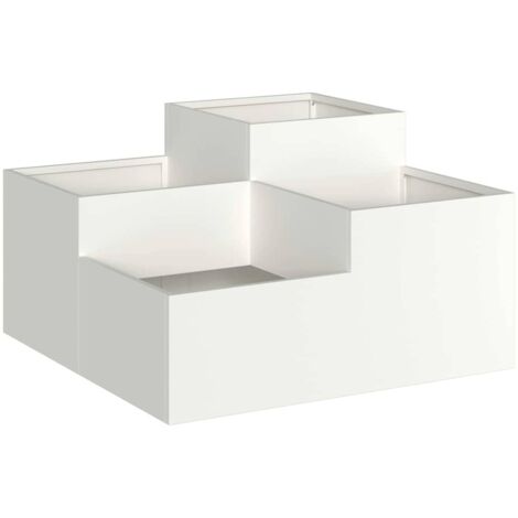 Cache-pot de jardin，Jardinière，Bac à fleurs Blanc 80 x 80 x 48 cm Acier CFW50899