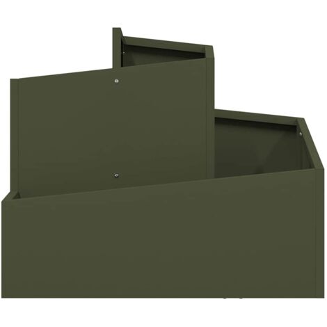 Cache-pot de jardin，Jardinière，Bac à fleurs Vert olive 60 x 60 x 50 cm Acier CFW38054