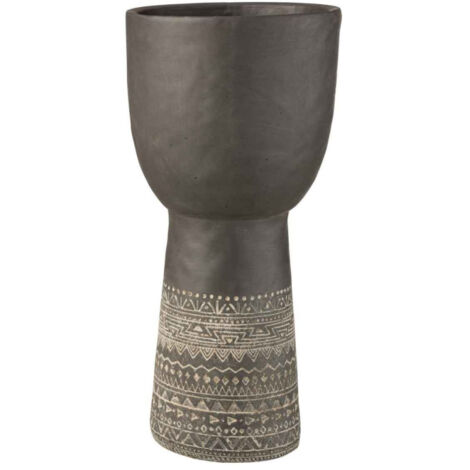 Cache-Pot Déco en Ciment "Ethnic" 50cm Gris