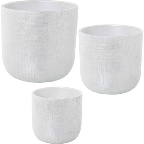 Cache-pot design blanc pour une touche d'élégance - Blanc cassé texturé