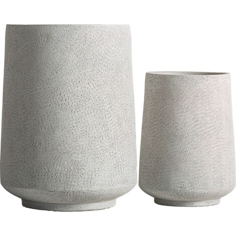Cache-pot design en céramique gris empilable style contemporain - Gris céramique contemporain