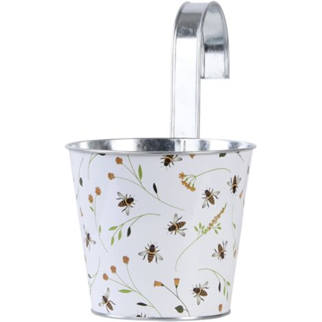 Cache pot design en zinc Abeilles avec crochet