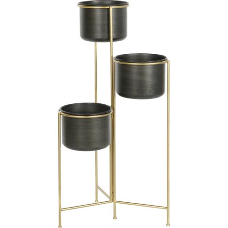 Cache-pot design moderne en or et noir pour élégance - Noir doré élégant et contemporain