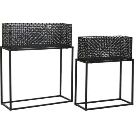 Cache-pot design noir en métal pour intérieur chic - Noir élégant et contemporain