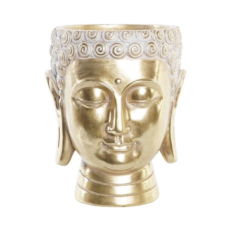 Pot de fleurs Dkd Home Decor 17,5 x 17,5 x 21 cm golden buddha resin