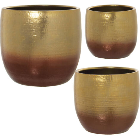 Cache-pot éclat doré et chic en céramique bicolore - Ceramic doré bicolore effet brillant