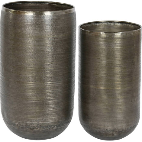 Cache-pot élégance aluminium pour déco intérieure chic - Aluminium brossé argenté et doré