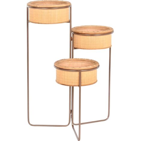 Cache-pot élégance bambou et fer pour décor chic - Marron et noir contemporain