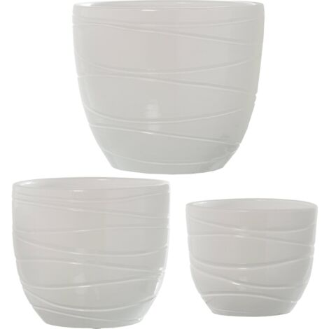 Cache-pot élégance en céramique blanche pour plantes - Blanc brillant Life Like