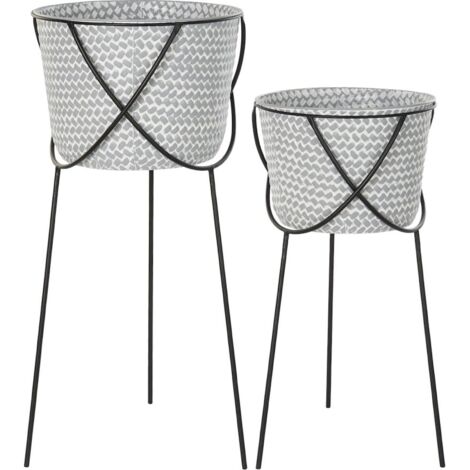 Cache-pot élégance métal gris pour intérieur distingué - Gris anthracite et noir
