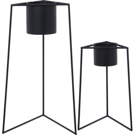 Cache-pot élégance métal noir pour déco intérieure - Noir mat profond