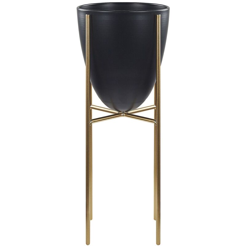 Cache-pot de Fleurs sur Pieds Noir et Doré pour Plantes et Fleurs Décoration Salon Glamour