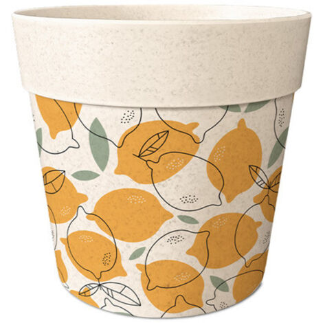 Cache pot en bambou citrons 12 cm