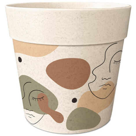 Cache-pot en bambou motif visages 8 cm