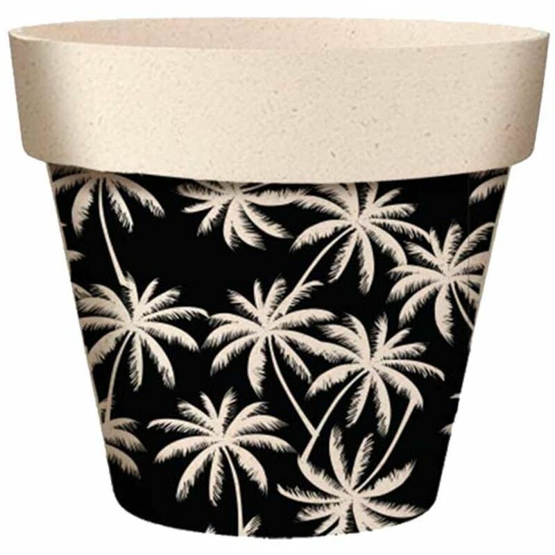 Zen Et Ethnique - Cache Pot en Bambou Palmiers 15.5 cm