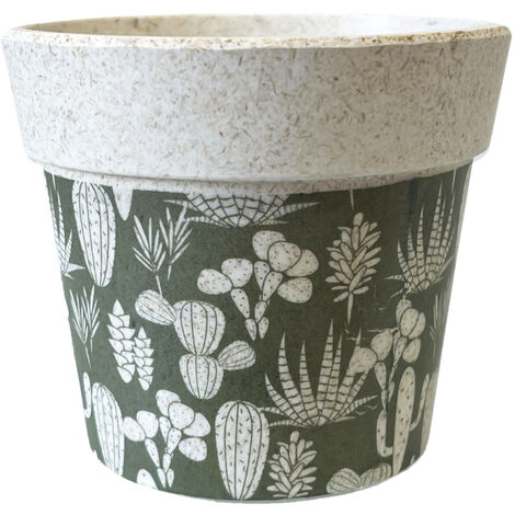 Cache pot en bambou vert cactus 15.5 cm
