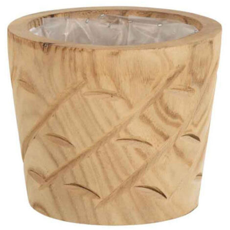 Cache-Pot en Bois "Encoches" 20cm Naturel