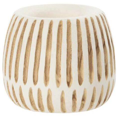 Cache-Pot en Bois "Ying" 20cm Blanc & Naturel