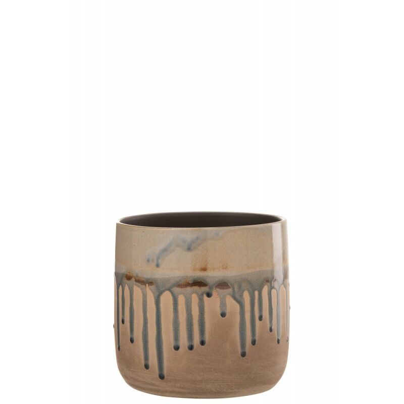 Jolipa - Cache pot en céramique beige 18x18x18 cm - Beige