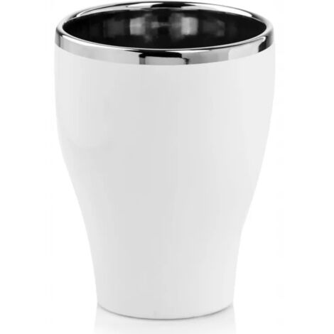 Cache-pot en céramique blanc-argent 14x18 cm