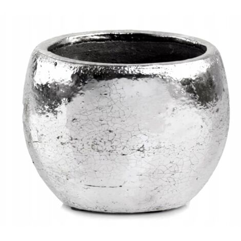 Cache-pot en céramique, boule argentée, 10,5 cm