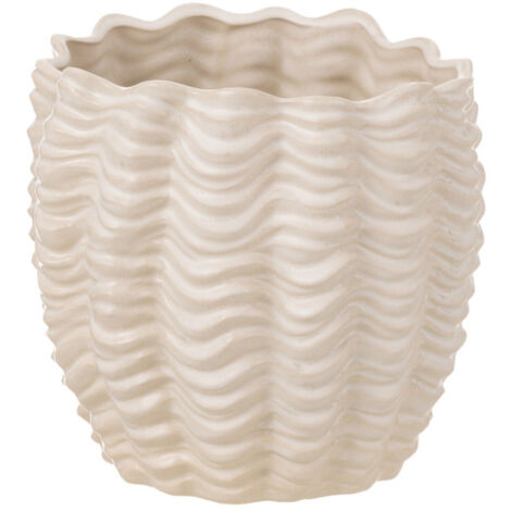 Cache-Pot en Céramique "Coquillage" 22cm Beige