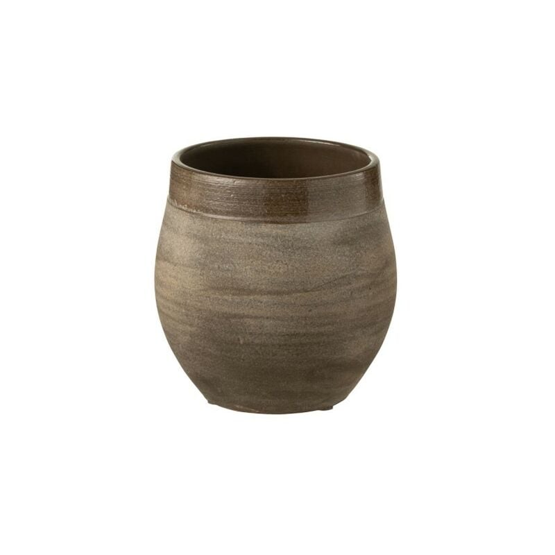 Jolipa - Cache pot en céramique marron 19x19x19 cm - Marron