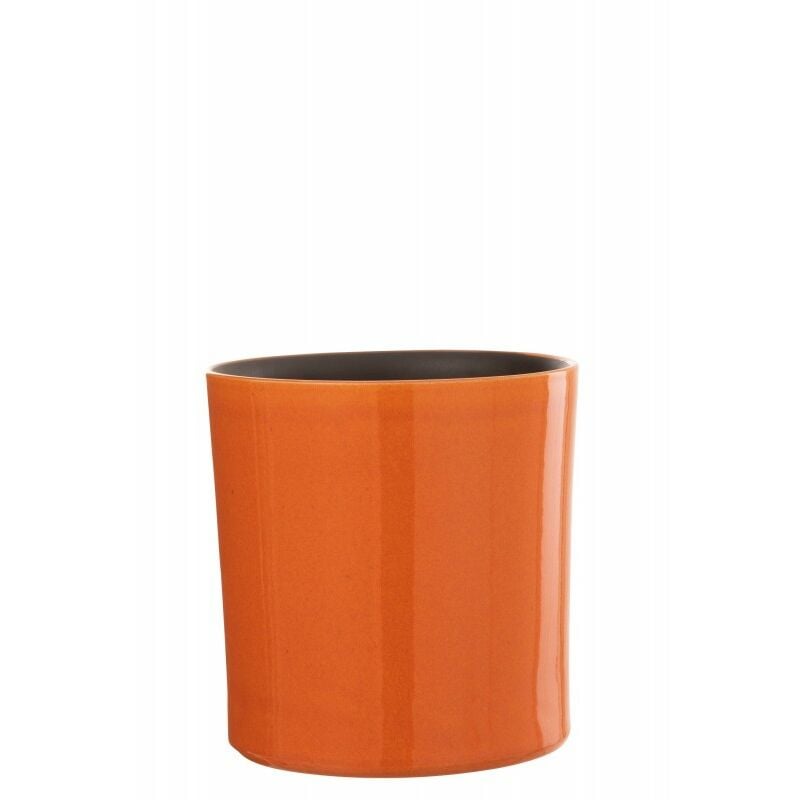 Cache pot en céramique orange 21x21x21 cm - Orange/Rouille