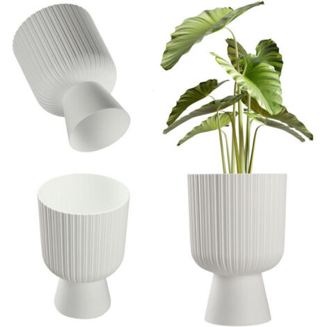 Cache-pot en céramique pour pelouse 17 cm Blanc