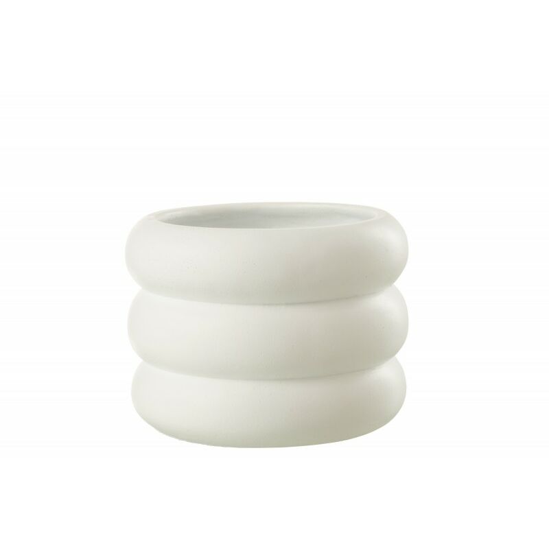 Jolipa - Cache pot en ciment blanc 20x20x15.5 cm - Blanc