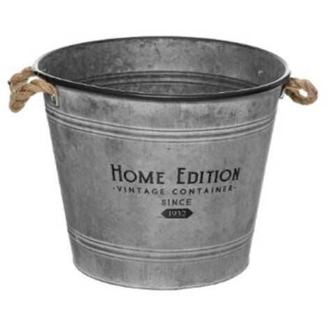 Cache-Pot en Fer Design Zinc 38cm Gris