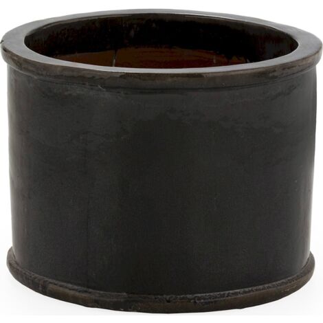 Cache pot en grès gris déchu avec orifice de drainage élégant - gris déchu foncé