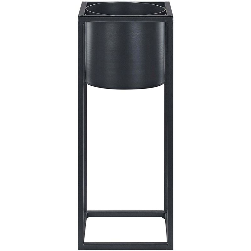 Pot de Fleurs en Métal Noir Pour Extérieur Haut sur Pied et Design Chromé pour Jardin Moderne Beliani